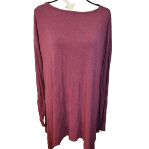 Masseys Burgundy Asymmetrical Purple Flowy Long Sleeve Tunic Jersey Size Medium